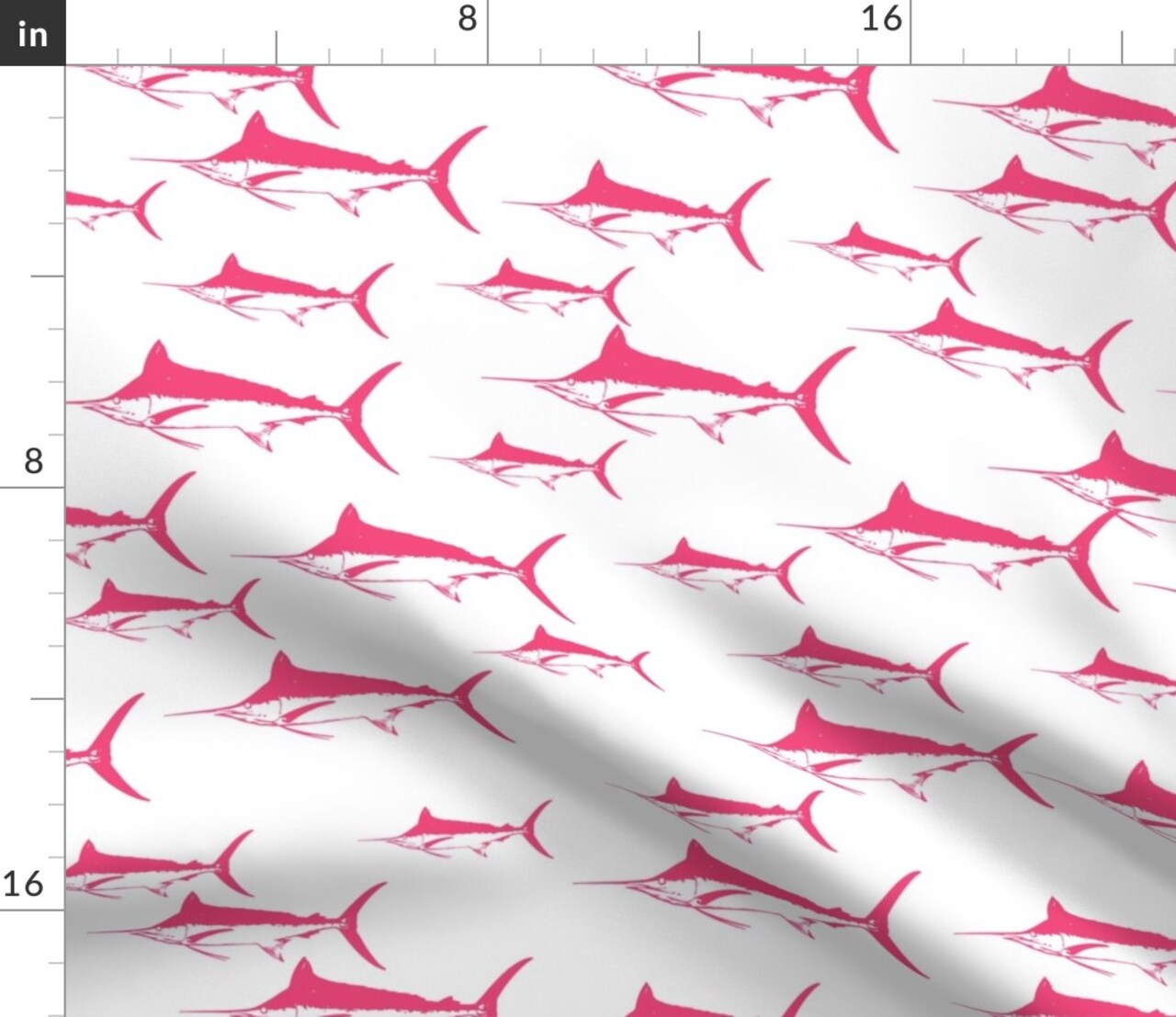 Pink Beach Sea Creatures Coastal Chic House Hot Marlin Mahi Sailfish Ocean Small Scale Custom Printed Fabric by Spoonflower Various Fabrics by the Yard or Fat Quarter
